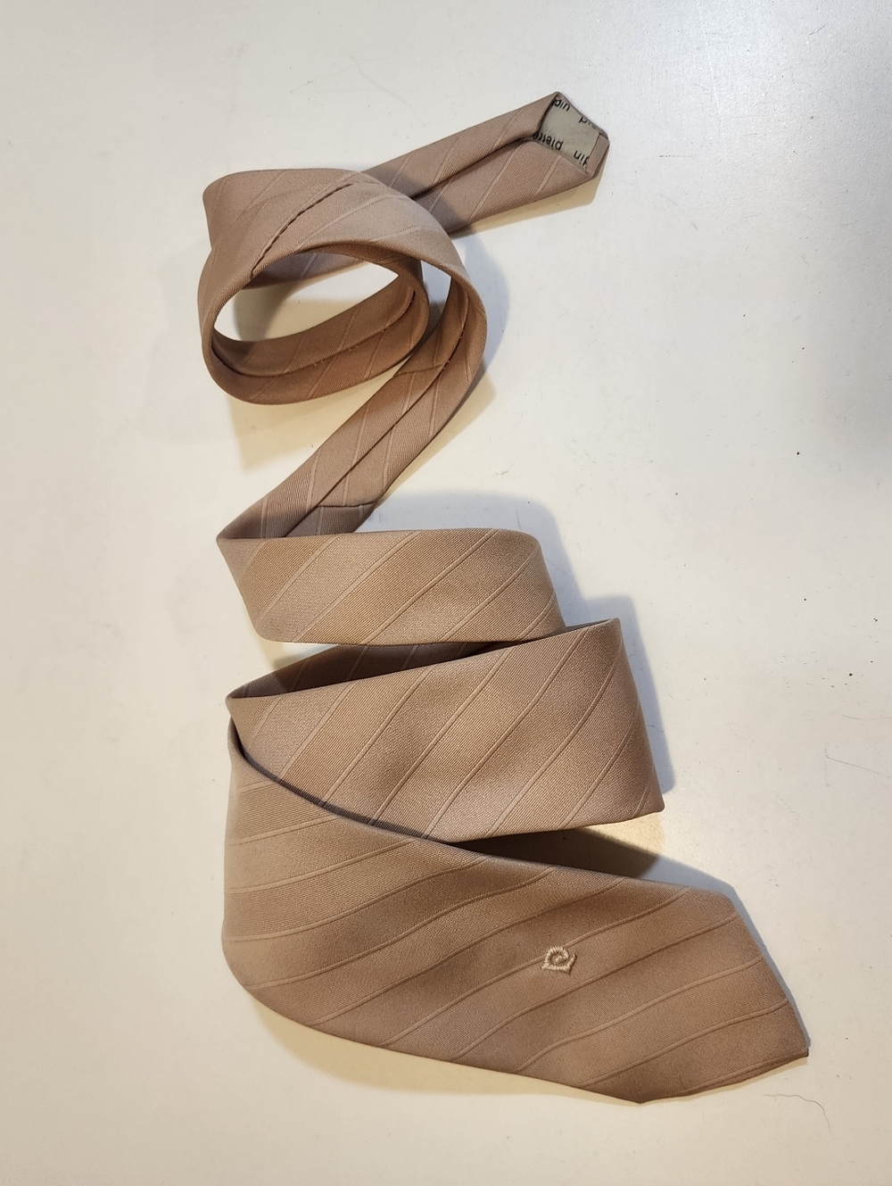 Pierre Cardin Paris New York Neutral Tan Diagonal Stripe Men's Tie